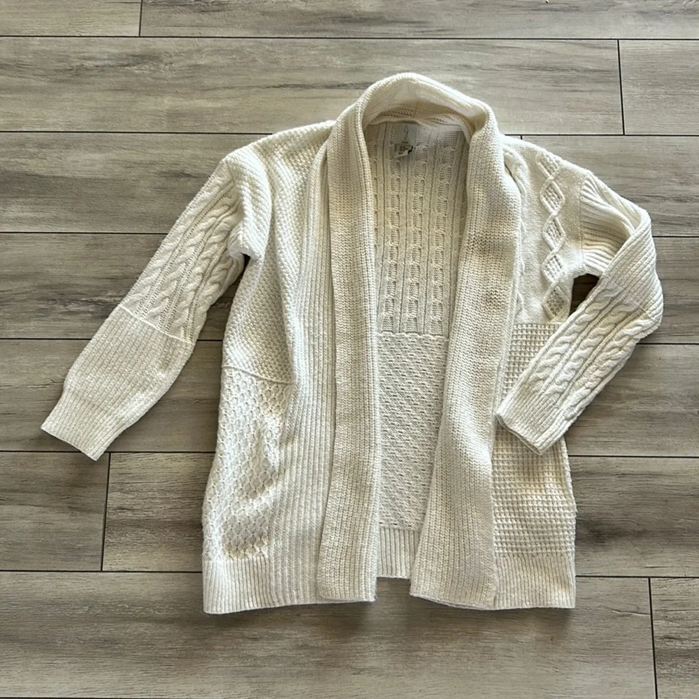 Joie size XS cable knit collared open front cardigan